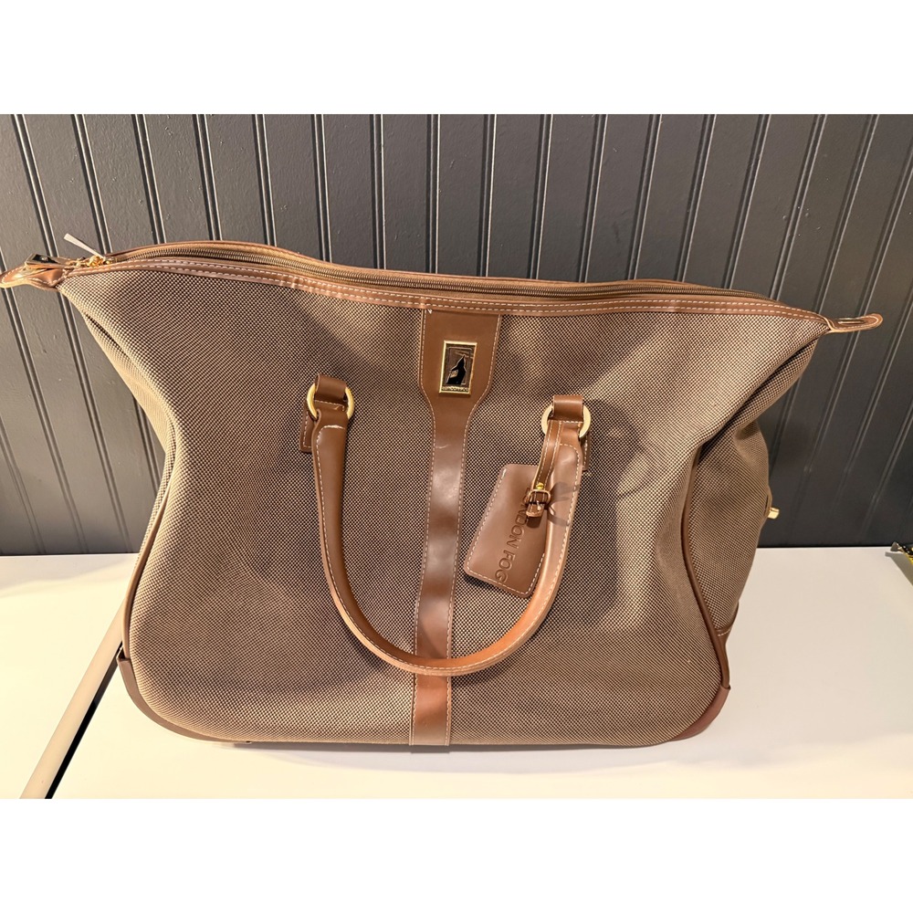 London Fog Rolling Carry On Bag 19 Brown Tweed Travel Duffel Luggage
